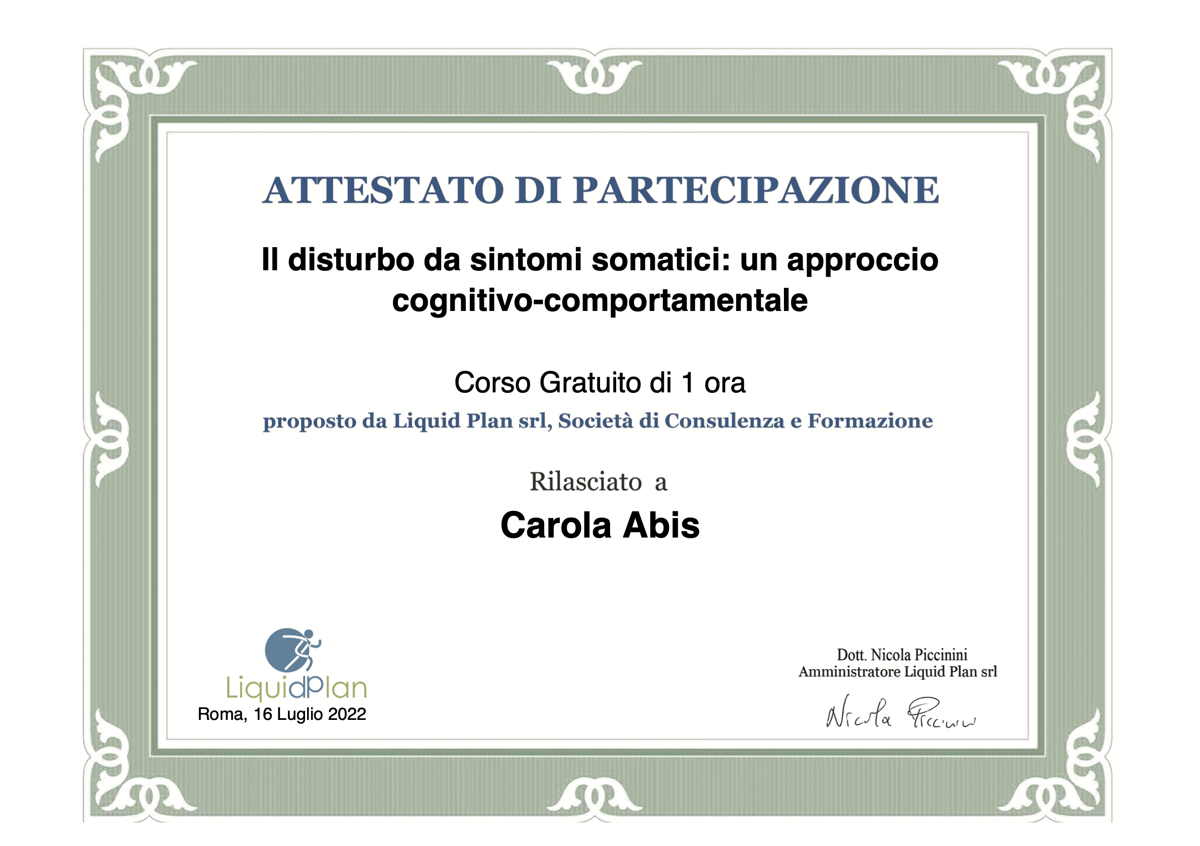 Il disturbo da sintomi somatici — attestato di Carola Abis